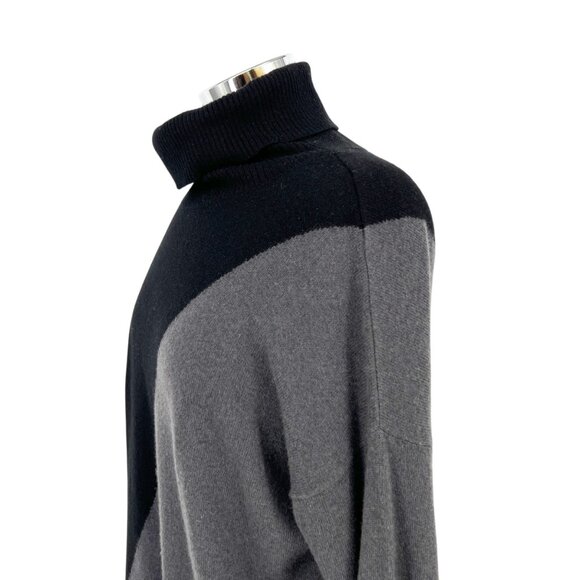 Margaret OLeary Cashmere Turtleneck Sweater Dress Black Gray Size Medium - Picture 4 of 14